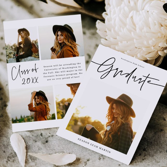 Invitation Modern Hand Lettered Graduation Announcement Card  (Créateur téléchargé)