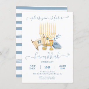Invitation Modern Hanukkah Party Watercolor