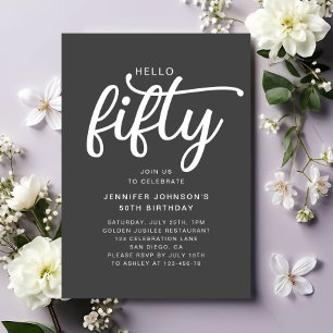 Invitation Modern Hello Fifty 50e Anniversaire