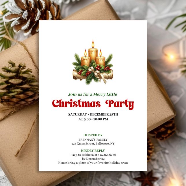 Invitation Modern Holly Berries Christmas Decoration Card (Modern Holly Berries Christmas Decoration Card)