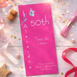 Invitation Modern Hot Pink Vertical Floral 50th Birthday<br><div class="desc">Modern Hot Pink Vertical Floral 50th Birthday Invitation. Celebrate a landmark milestone with this bold and vibrant 50th birthday invitation. The design features a striking magenta background contrasted with a single, delicate blue flower stem and unique vertical lettering. This slim tea-length card is ideal for a modern woman's birthday dinner...</div>