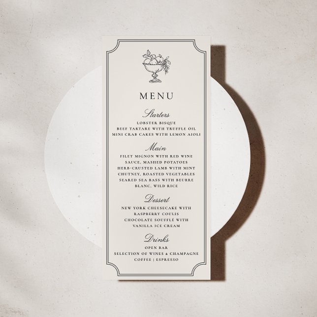 Invitation Modern Ivory Double Frame Elegant Wedding Menu (Créateur téléchargé)