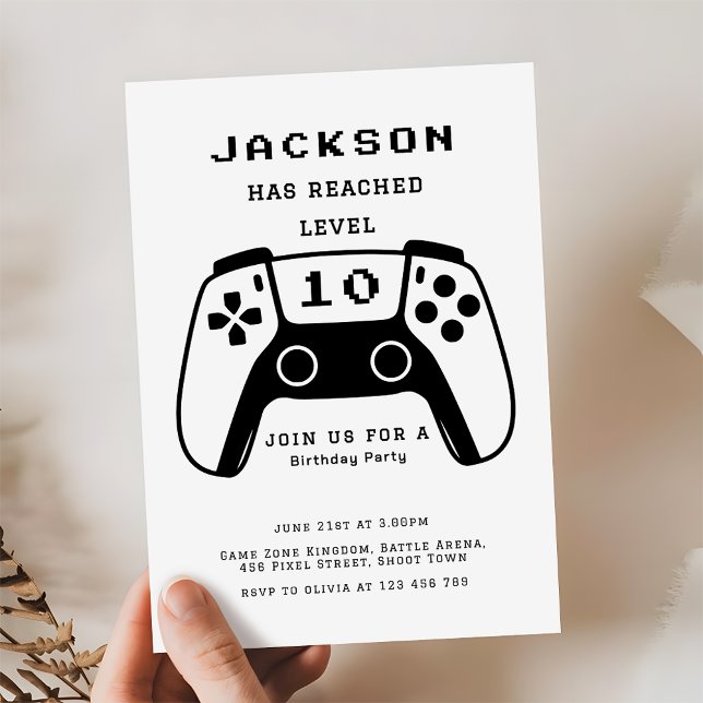 Invitation Modern Level Up Gamer Boys Birthday Party (Créateur téléchargé)