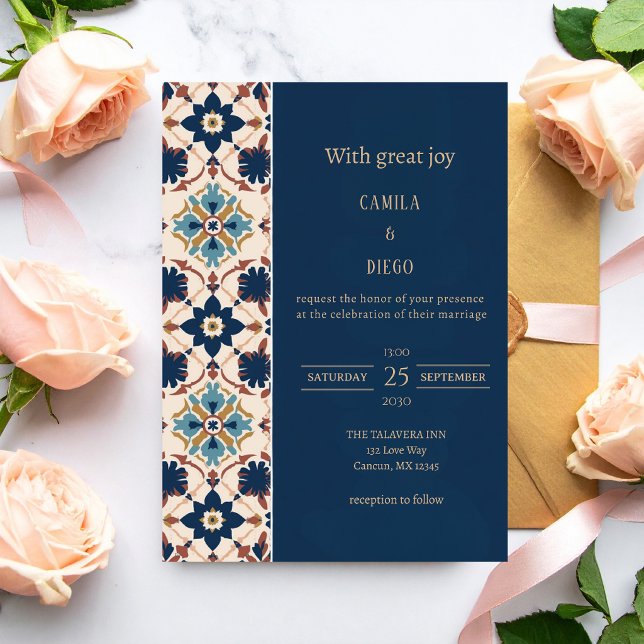 Invitation Modern Luxury Talavera Tile Wedding (Créateur téléchargé)