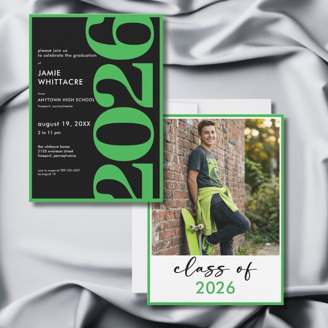 Invitation Modern Minimal Green Typography Graduation Party (Modern Minimal Green Typography Graduation Party Invitation)