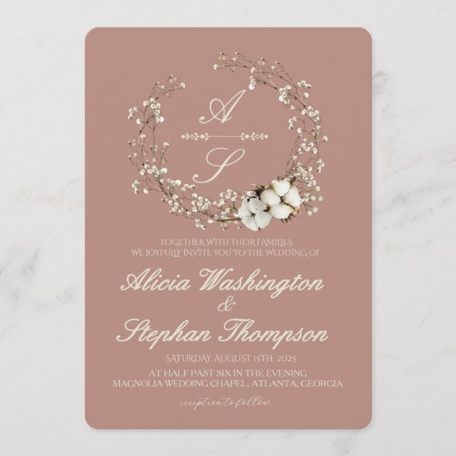 Invitation Modern Minimal Winter Floral Wedding (Devant)
