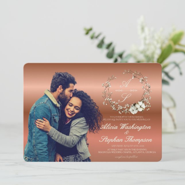 Invitation Modern Minimal Winter Floral Wedding (Debout devant)