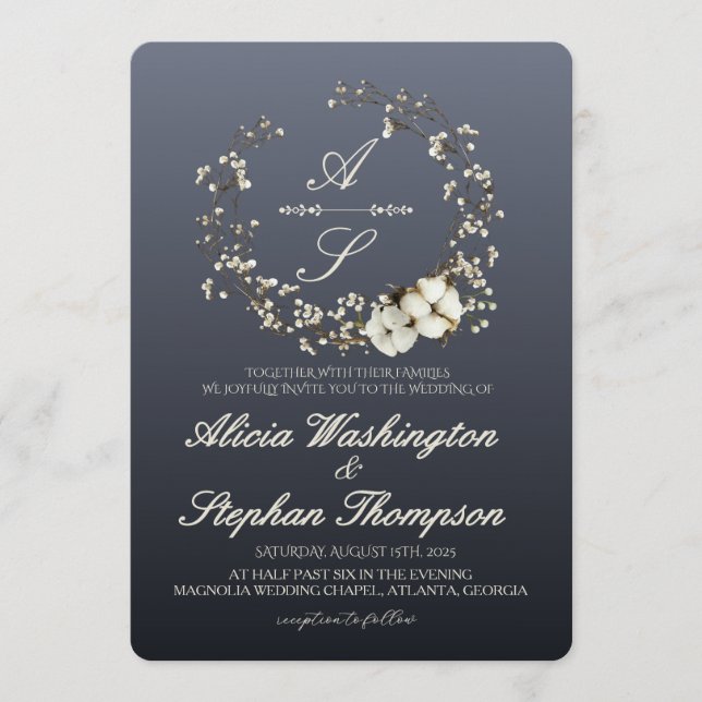 Invitation Modern Minimal Winter Floral Wedding (Devant)