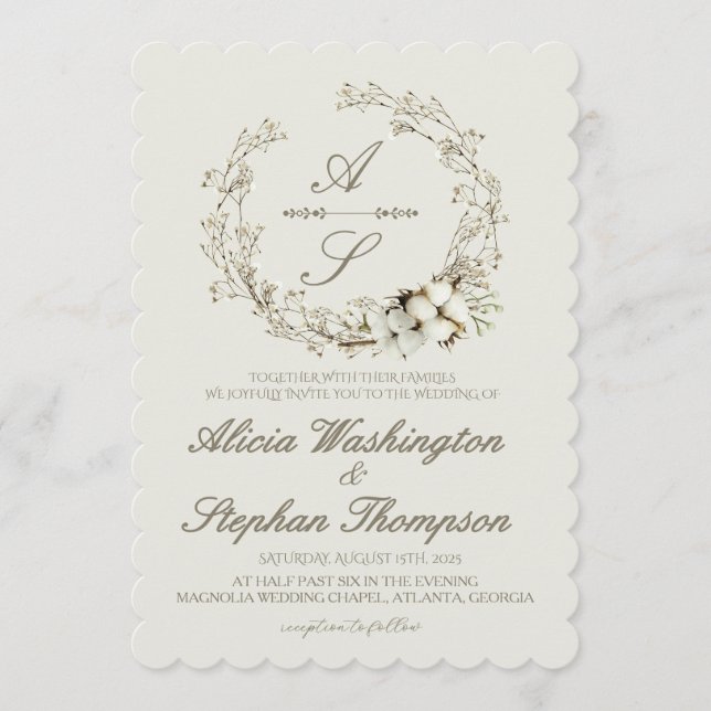 Invitation Modern Minimal Winter Floral Wedding (Devant)