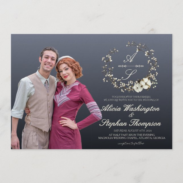 Invitation Modern Minimal Winter Floral Wedding (Devant)
