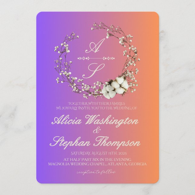 Invitation Modern Minimal Winter Floral Wedding (Devant)