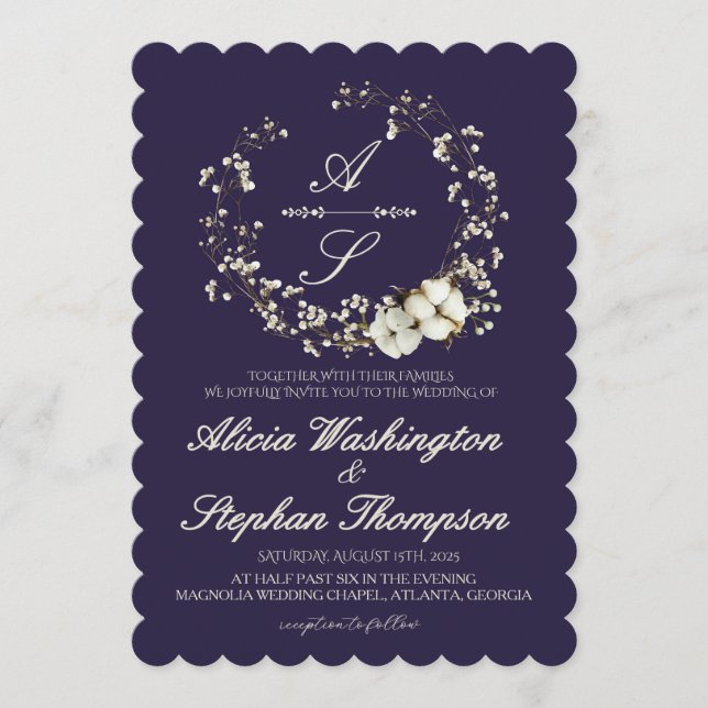 Invitation Modern Minimal Winter Floral Wedding (Devant)