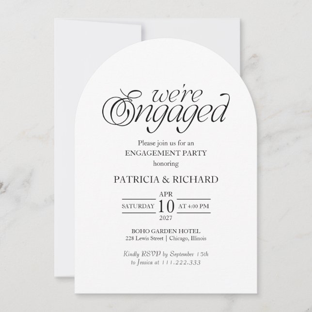 Invitation Modern Minimalist Arch Engagement Party (Devant)