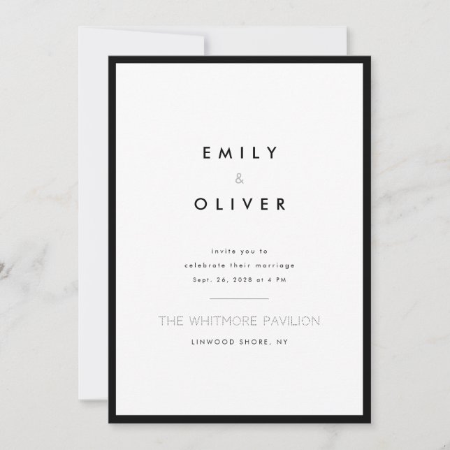 Invitation Modern Minimalist Black and White Wedding (Devant)