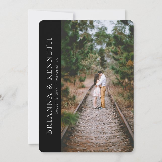 Invitation Modern Minimalist Black Photo Save the Date (Devant)