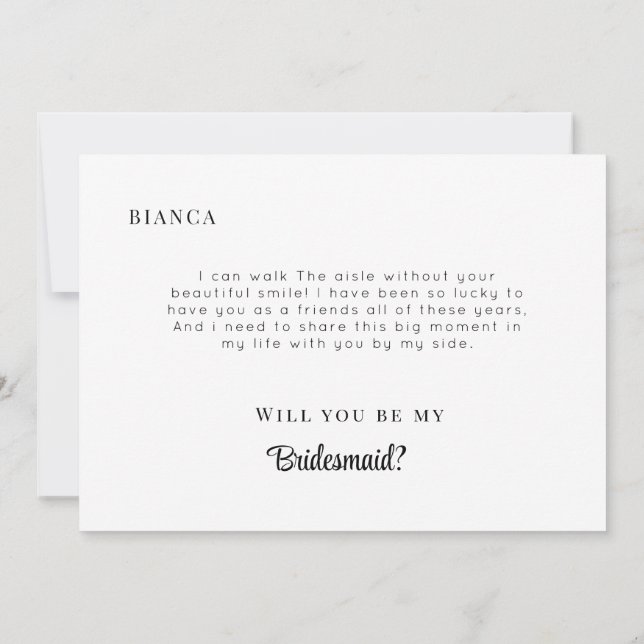 Invitation Modern Minimalist Bridesmaid Proposal Card (Dos)