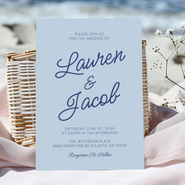 Invitation Modern Minimalist Coastal Blue Wedding (Créateur téléchargé)