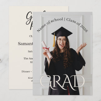 Invitation Modern Minimalist Grad | Elegant Photo Grad Party