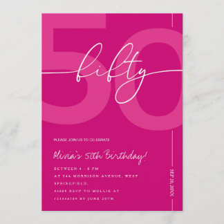 Invitation Modern Minimalist Pink 50th Birthday Party