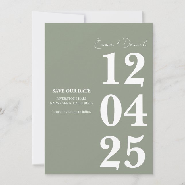 Invitation Modern Minimalist Save the Date  (Devant)