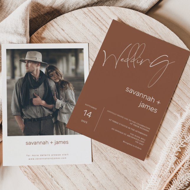 Invitation Modern Minimalist Terracotta Calligraphy Wedding (Créateur téléchargé)