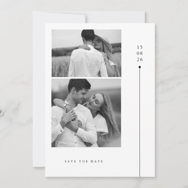 Invitation Modern Minimalist Two Photo Wedding Save The Date (Devant)