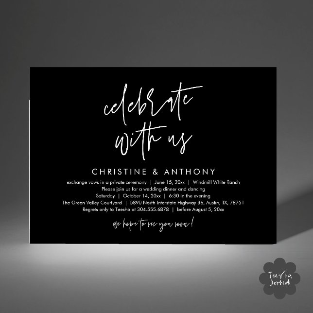Invitation Modern Minimalist Wedding Reception Dinner (Modern Minimalist Wedding Reception Dinner Invitation Card, Celebrate with us, in Black and white)