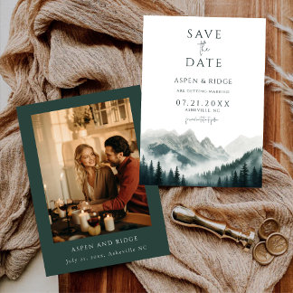Invitation Modern Mountain Greenery Save the Date Photo