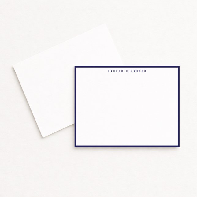 Invitation Modern Navy Blue Border Note Card (Créateur téléchargé)