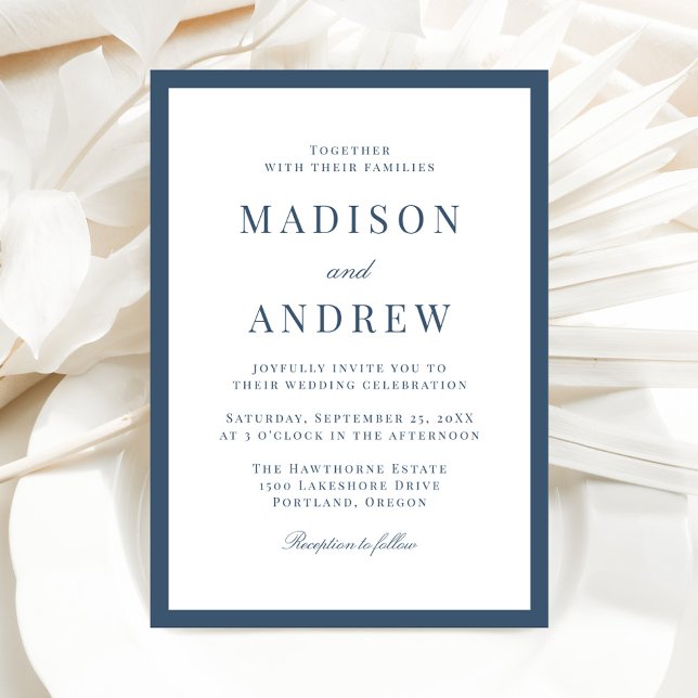 Invitation Modern Navy Border Wedding (Créateur téléchargé)