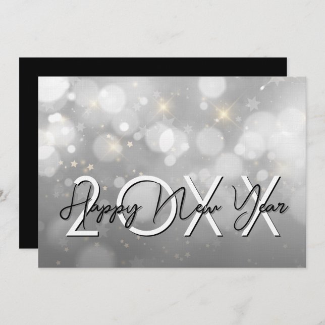 Invitation Modern New Year's Eve Party (Devant / Derrière)