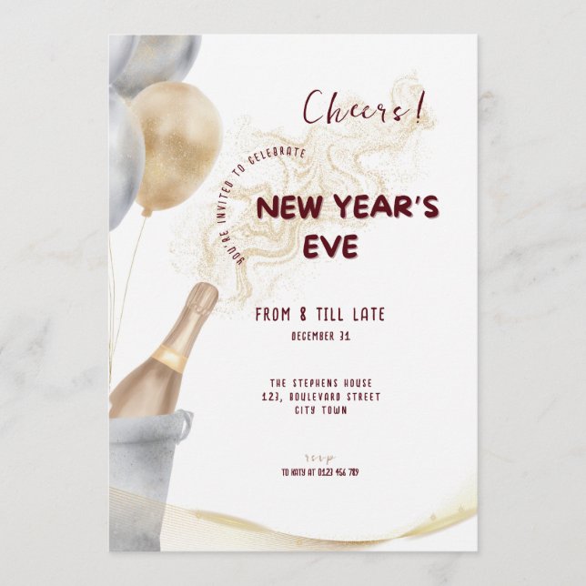 Invitation Modern New Year's Eve Party Celebration 2026 (Devant)