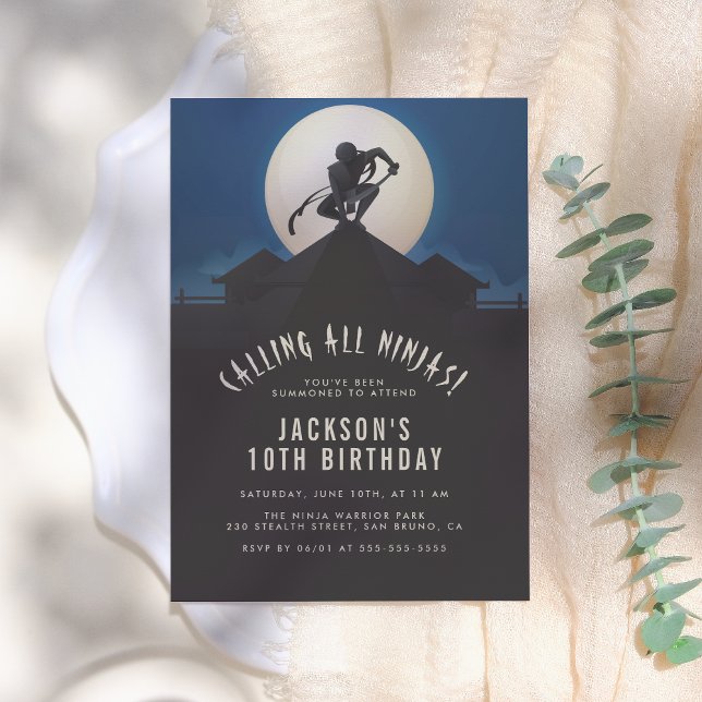 Invitation Modern Ninja on Roof Top Silhouette Birthday Party (Créateur téléchargé)