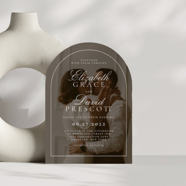 Invitation Modern Old Money Photo Overlay Arch Wedding (Créateur téléchargé)