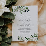 Invitation Modern Olive Branch Traditional Wedding<br><div class="desc">This modern olive branch traditional wedding invitation is perfect for a boho wedding. The rustic yet elegant design features simple watercolor botanical green leaves and black olives on a small branch with a classic mediterranean feel.</div>