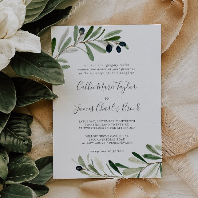 Invitation Modern Olive Branch Traditional Wedding (Créateur téléchargé)