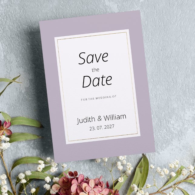 Invitation Modern pastel lavender minimalist Save the Date (Modern pastel lavender minimalist Save the Date)
