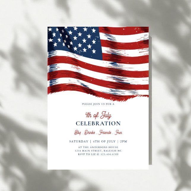 Invitation Modern Patriotic American Flag 4th of July Party (Créateur téléchargé)