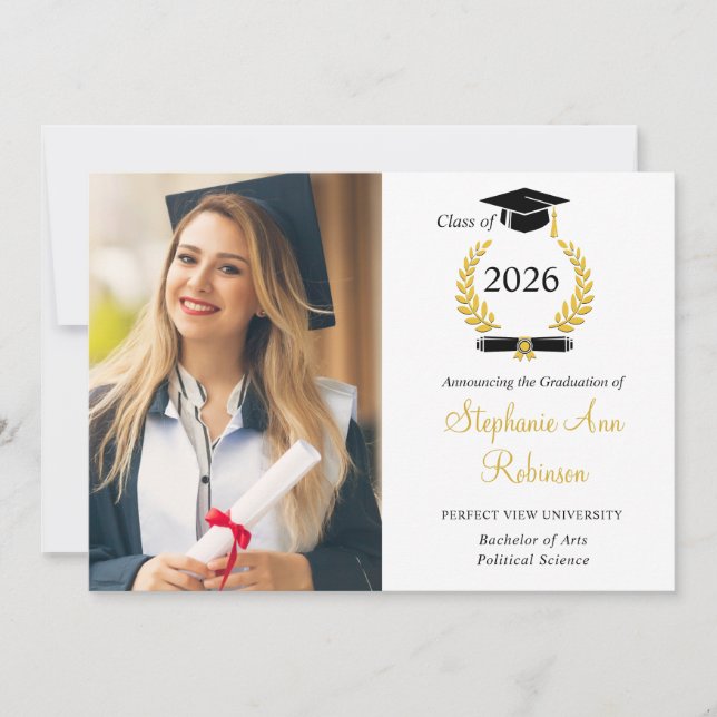 Invitation Modern Photo College Graduation Announcement (Devant)