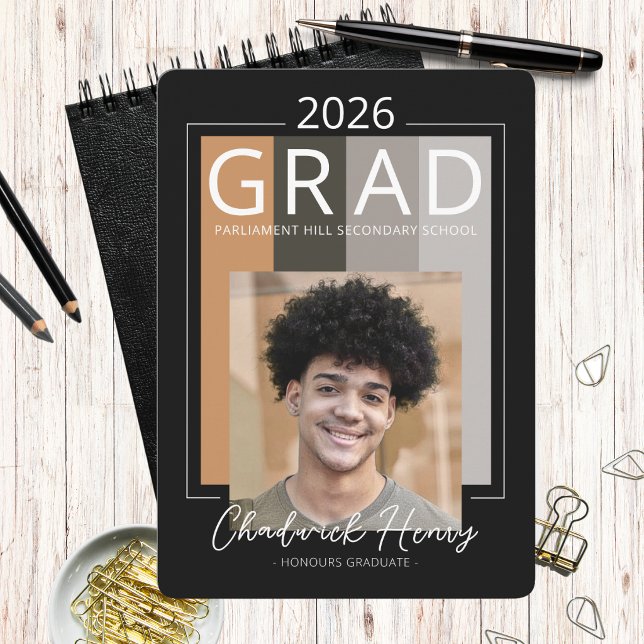 Invitation Modern Photo Graduation Colour Block Class of 2026 (Modern Colour Block Photo Graduation Announcement and Invitation)