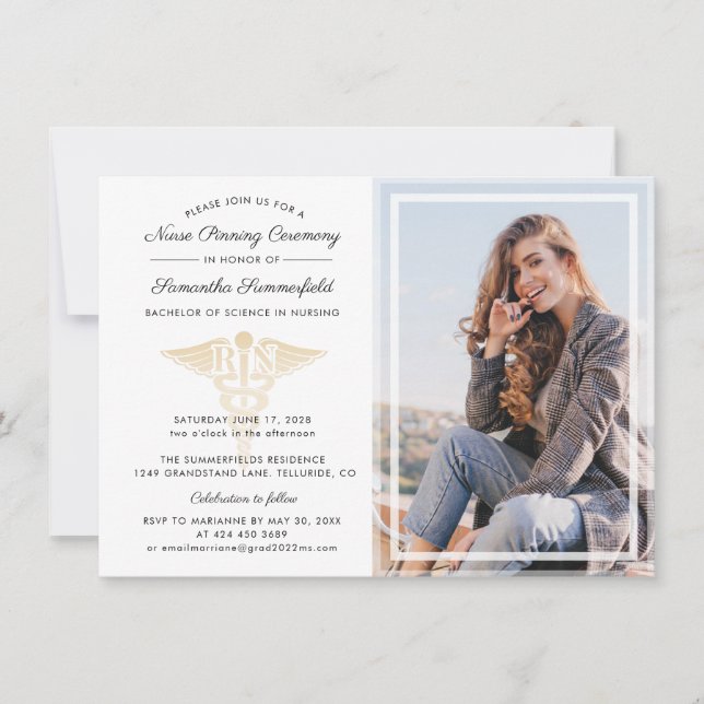 Invitation Modern Photo Graduation Nurse Pinning Ceremony (Devant)