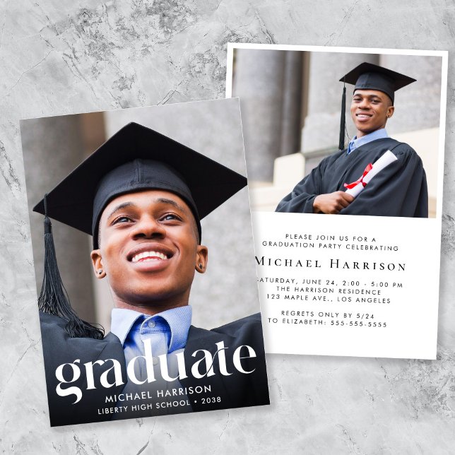 Invitation Modern Photo Graduation Party (Modern Photo Graduation Party Invitation)