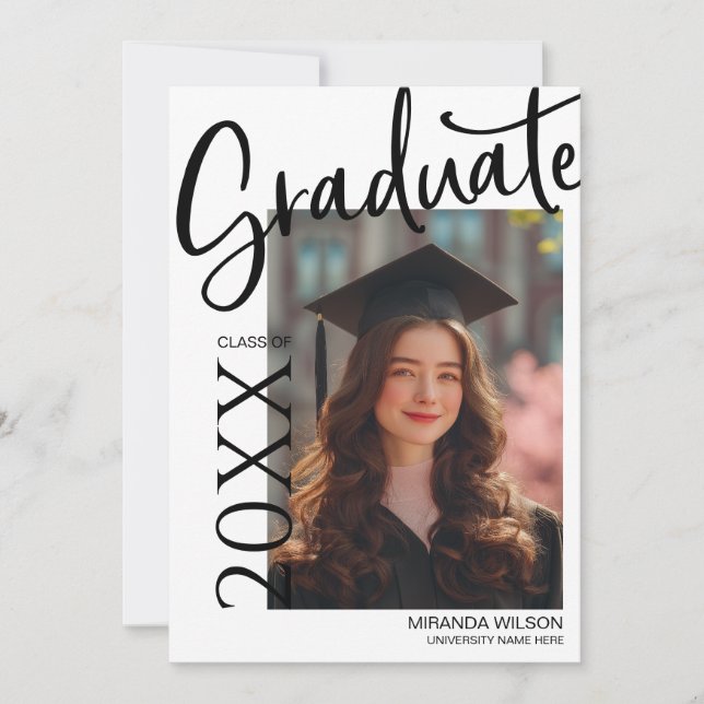 Invitation Modern Photo Graduation Party Invite Announcement (Devant)