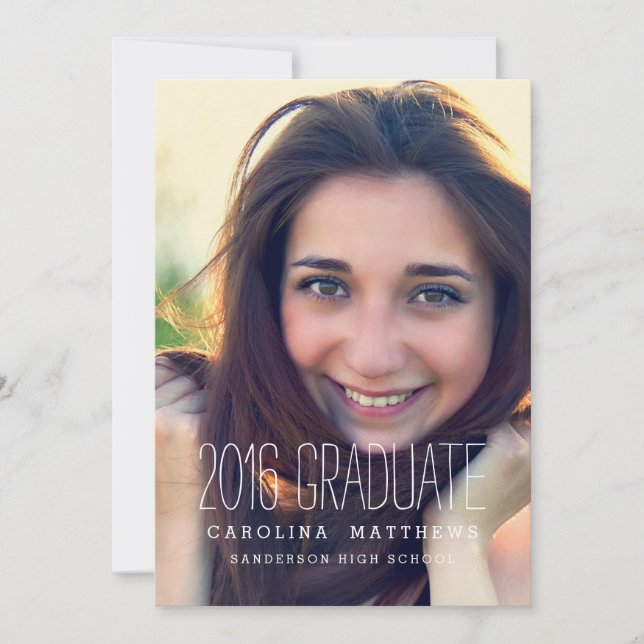 Invitation Modern Photo High School 2016 Graduation Party (Devant)