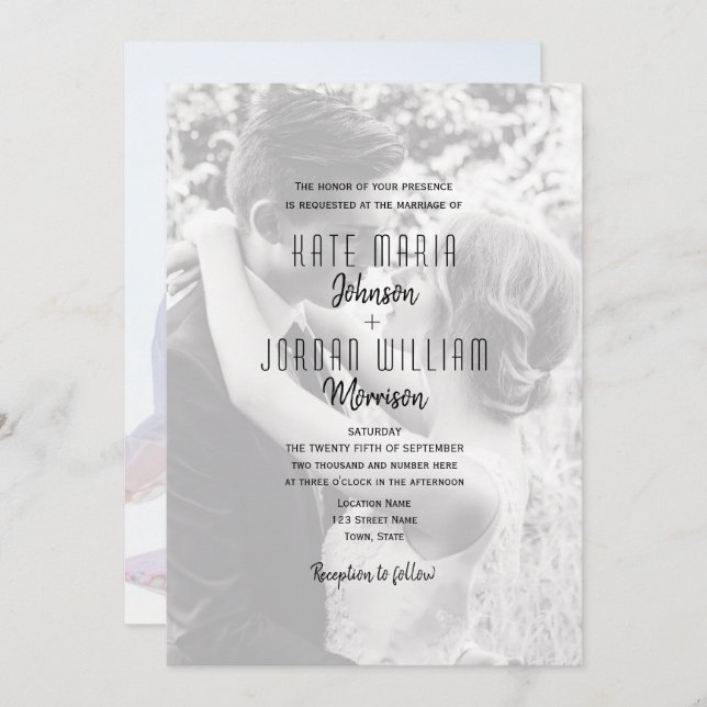 Invitation Modern Photo QR Code Wedding (Devant / Derrière)
