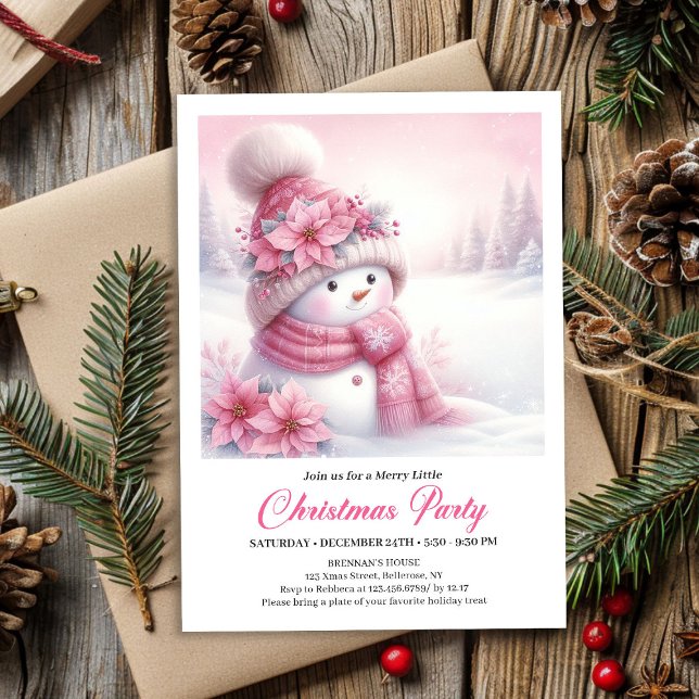 Invitation Modern Pink Snowman Kids Download Christmas Invite (Modern Pink Snowman Kids Download Christmas Invitation

)