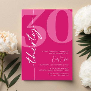 Invitation Modern Pink Trente-dixième fête d'anniversaire