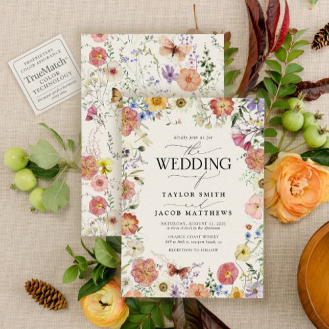 Invitation Modern Pressed Wildflower Boho Chic Wedding (Créateur téléchargé)