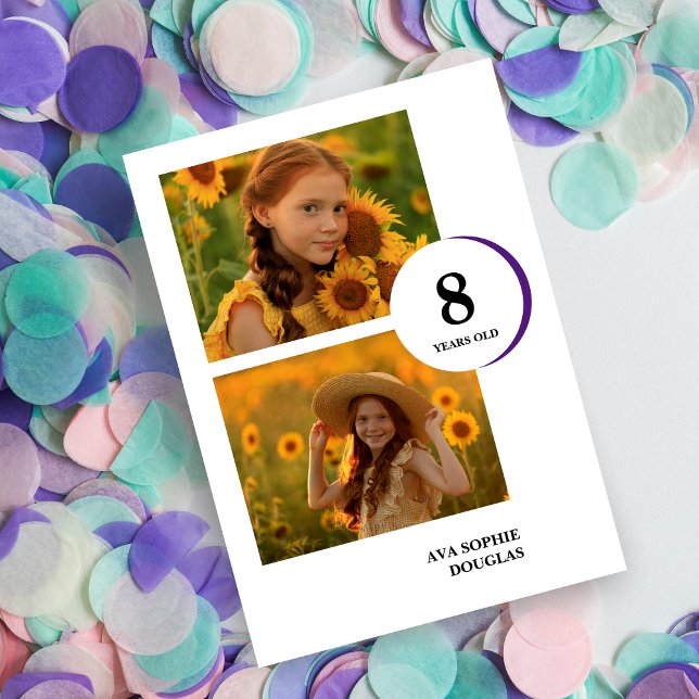 Invitation Modern Purple 2 Multi Photos Birthday  (Créateur téléchargé)