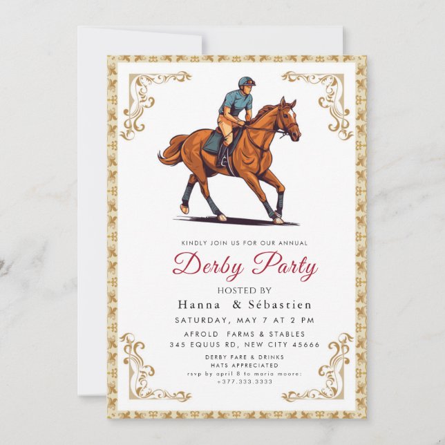 Invitation Modern Race Horse Derby Party Equestrian  (Devant)
